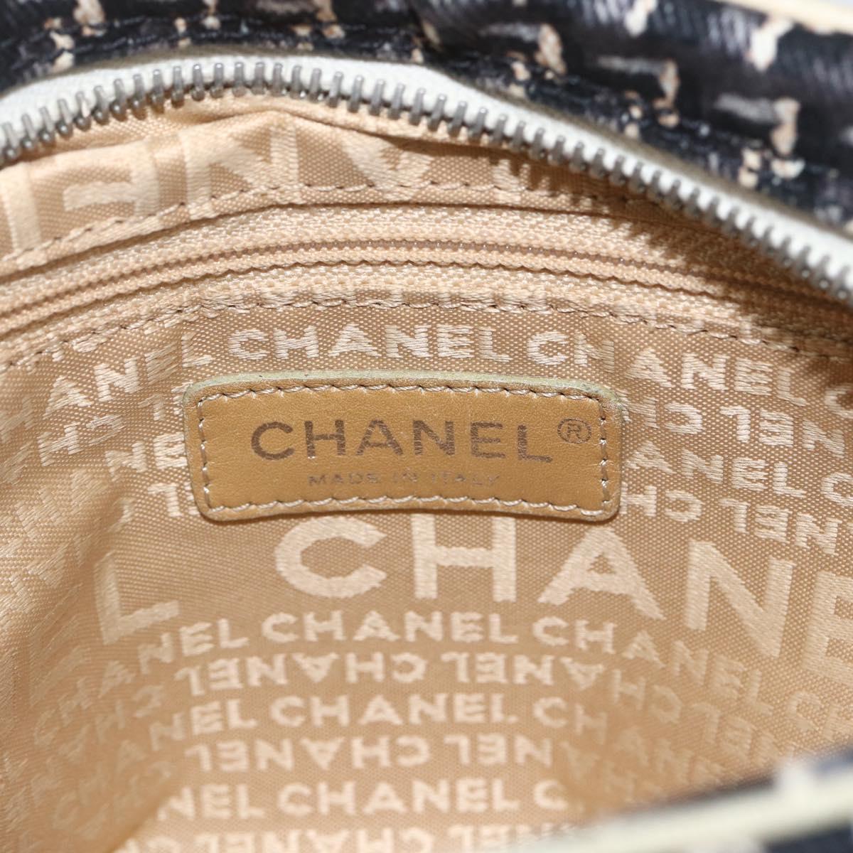 CHANEL Shoulder Bag Canvas Black Silver CC Auth 164987