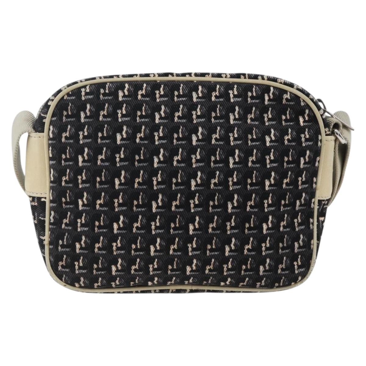 CHANEL Shoulder Bag Canvas Black Silver CC Auth 164987