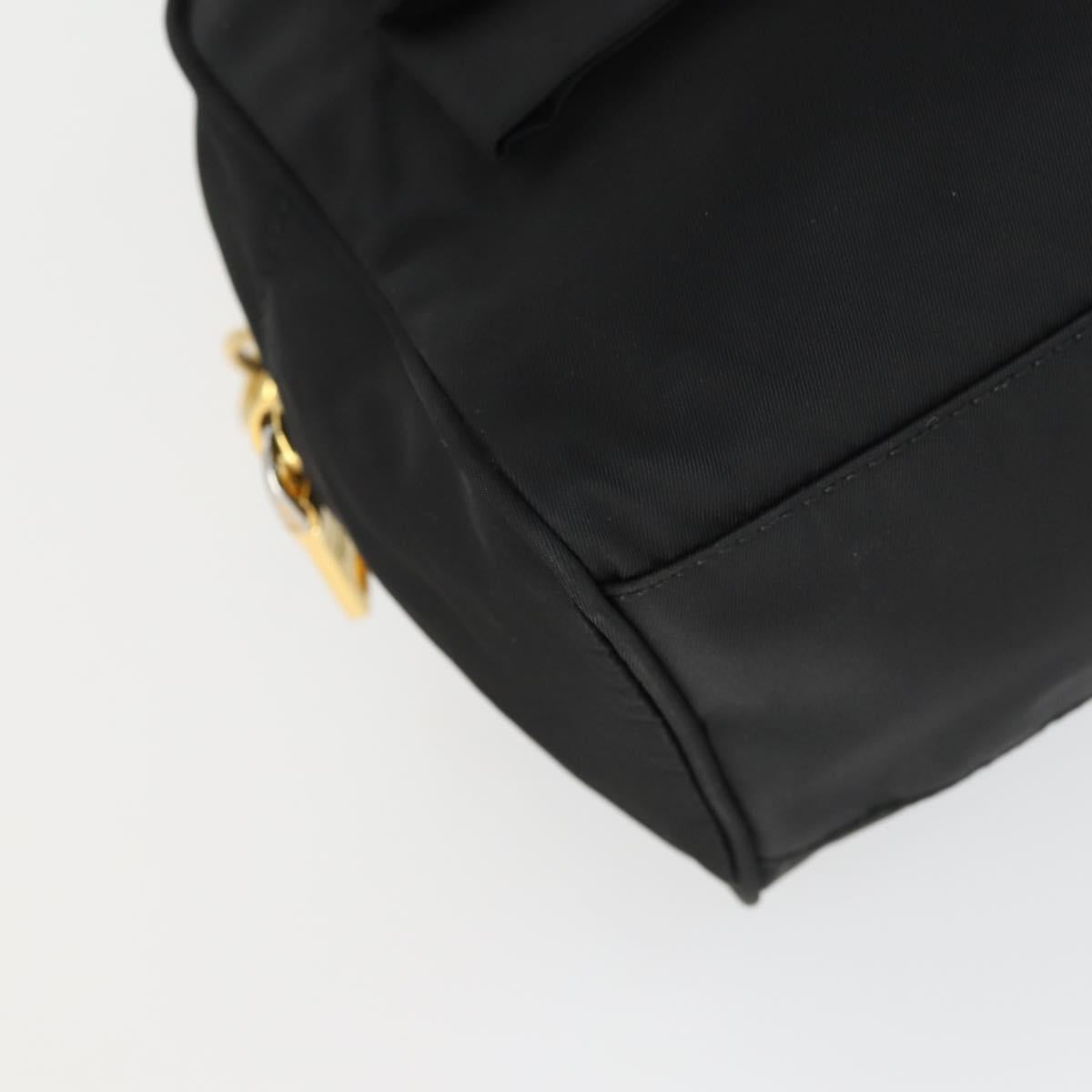 PRADA Hand Bag Nylon 2way Black Gold Auth 164988