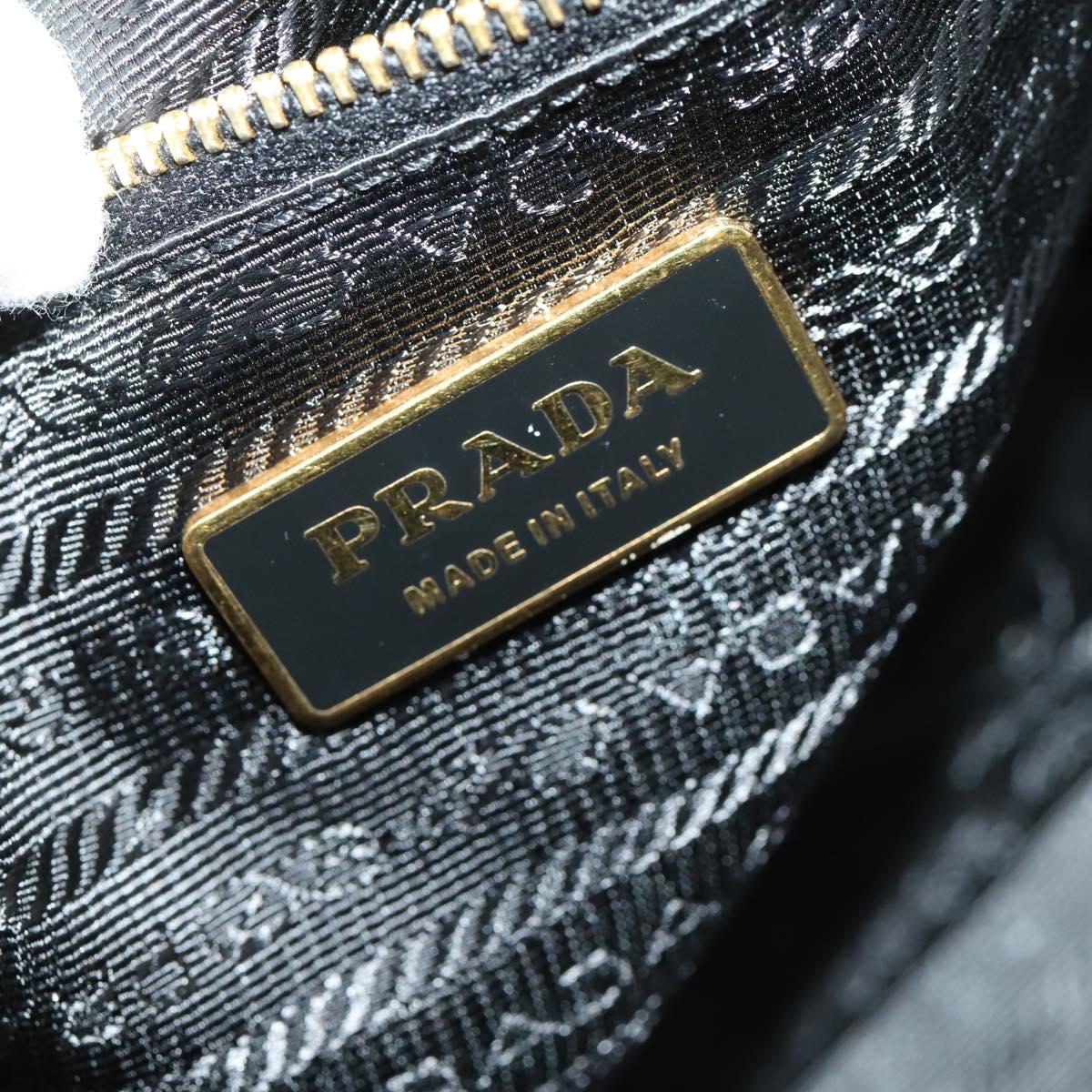 PRADA Hand Bag Nylon 2way Black Gold Auth 164988