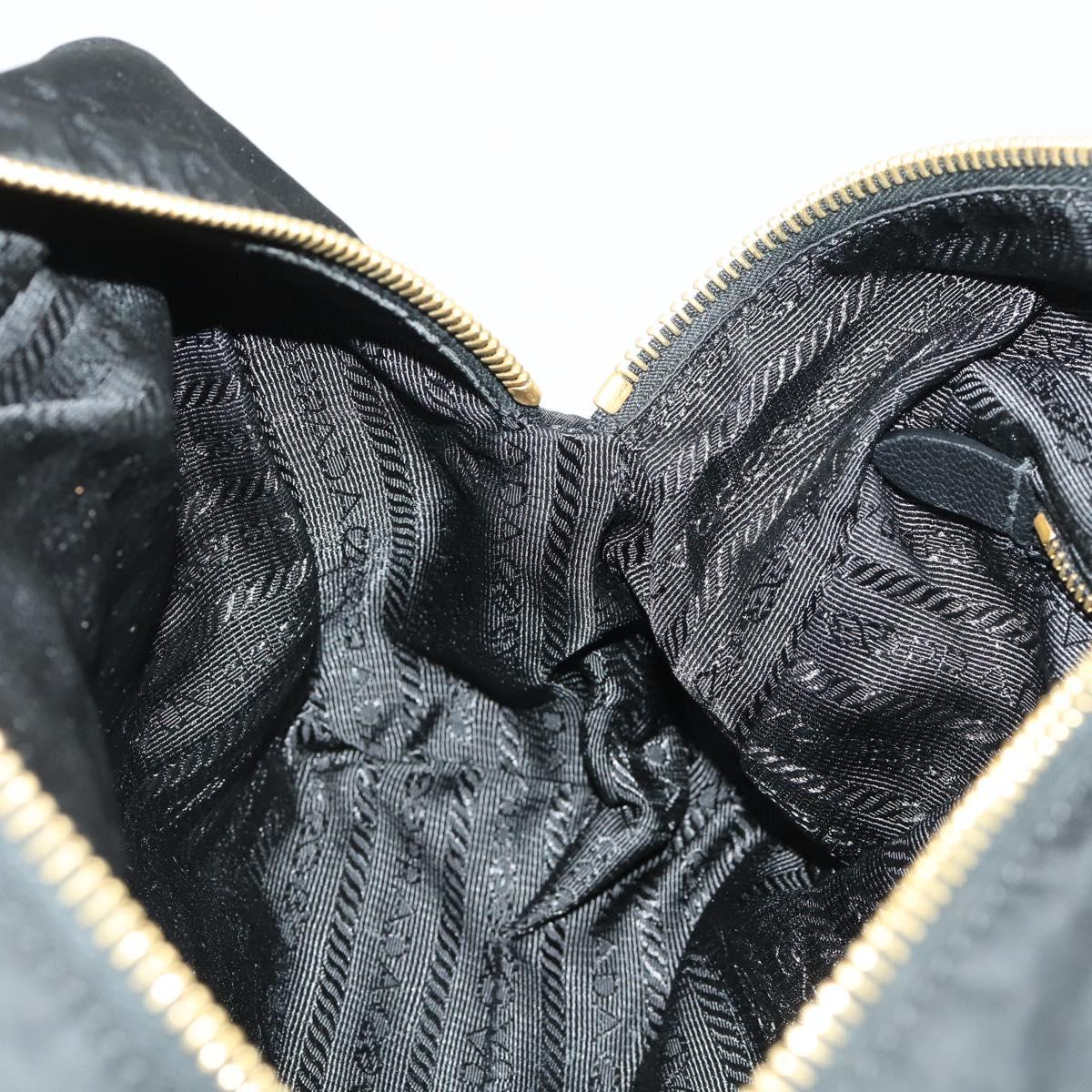 PRADA Hand Bag Nylon 2way Black Gold Auth 164988