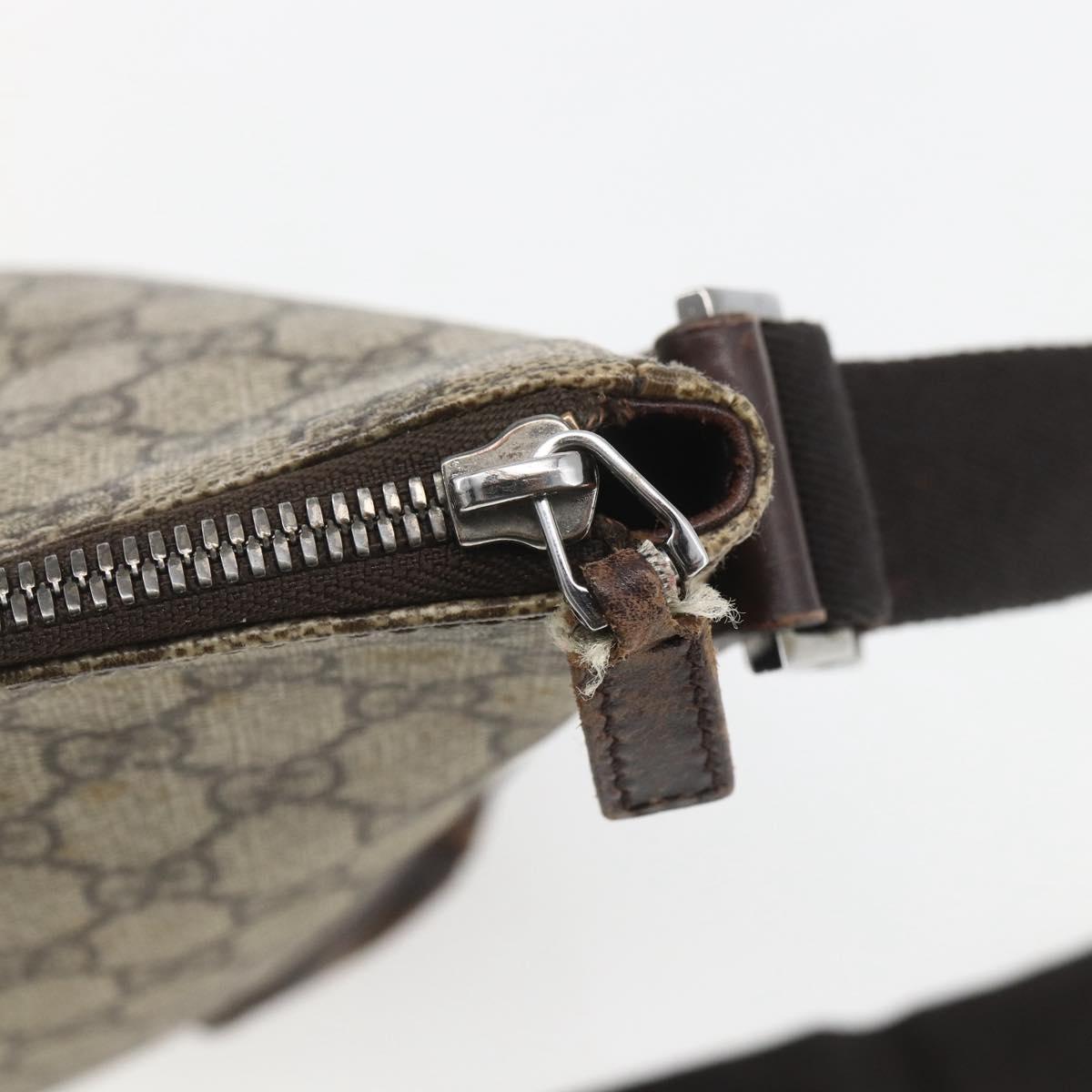 GUCCI GG Supreme Shoulder Bag PVC Beige Silver 110054 Auth 164997