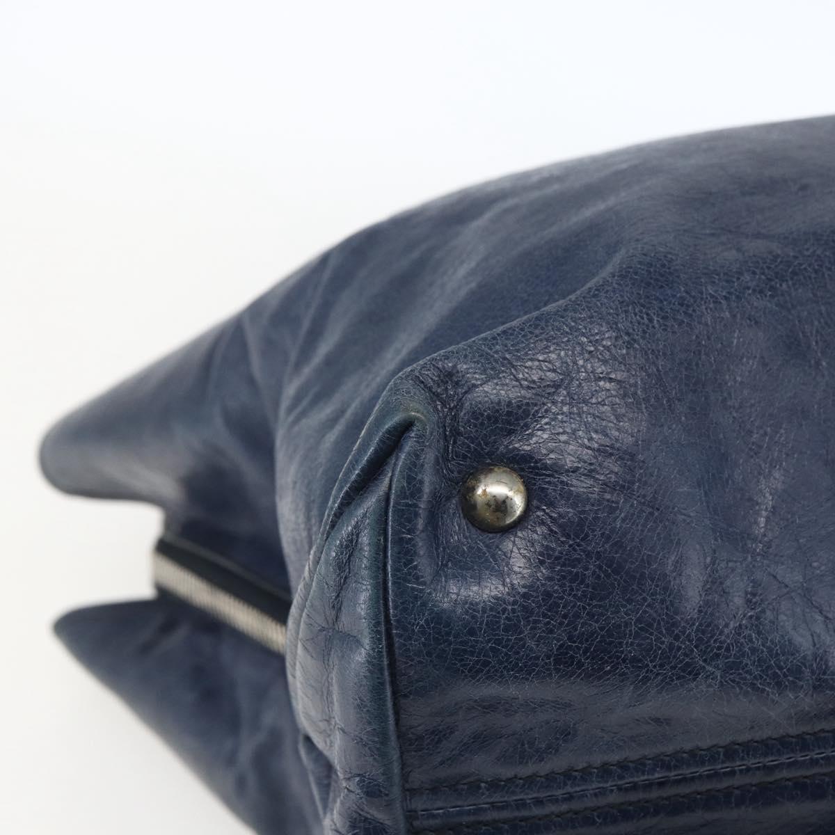 Miu Miu Hand Bag Leather 2way Navy Silver Auth 165002