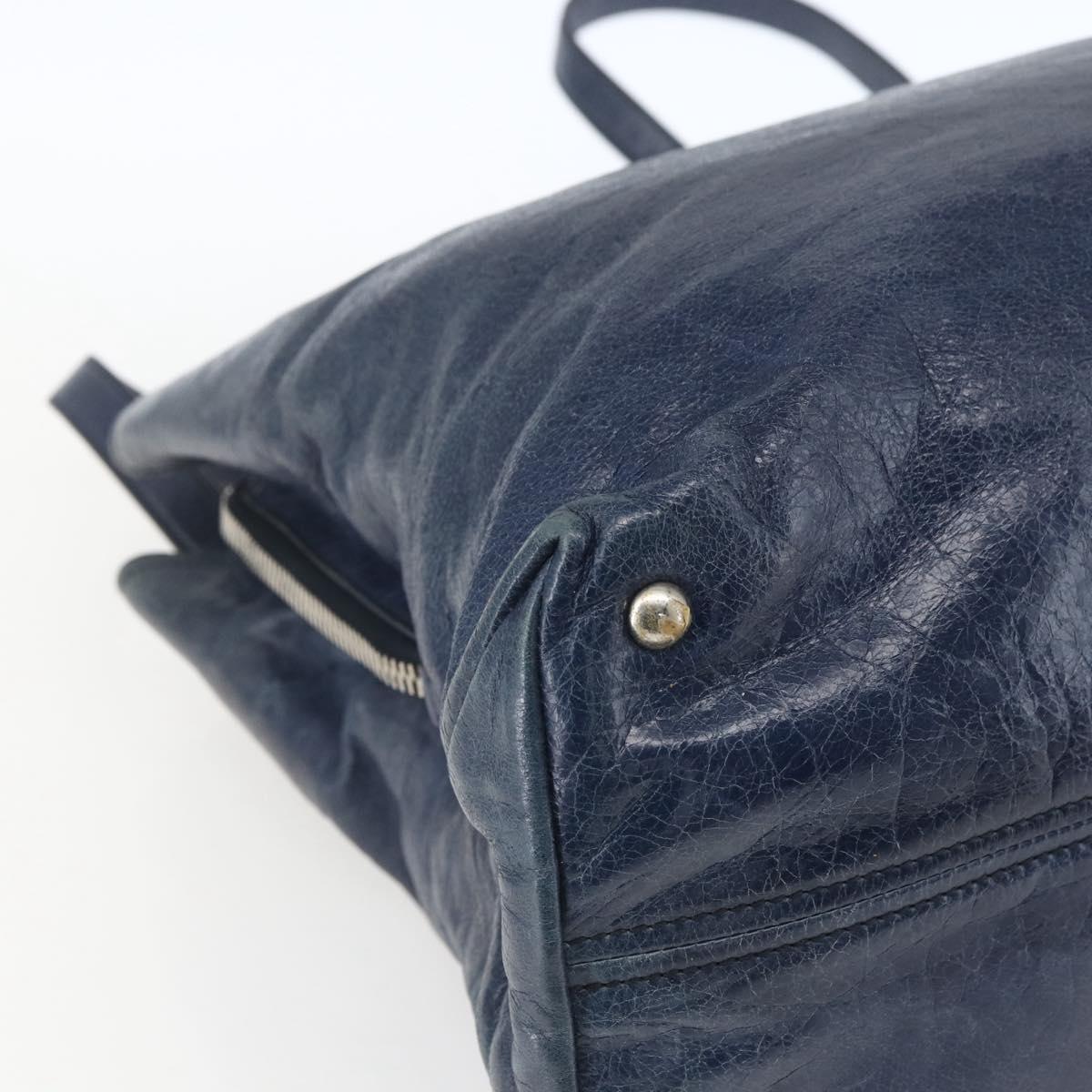 Miu Miu Hand Bag Leather 2way Navy Silver Auth 165002