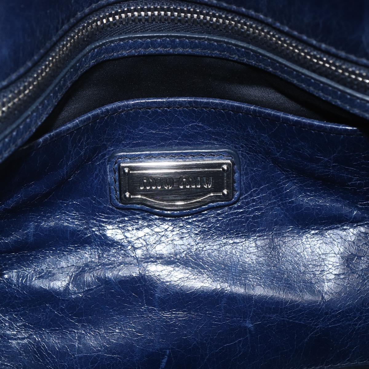 Miu Miu Hand Bag Leather 2way Navy Silver Auth 165002