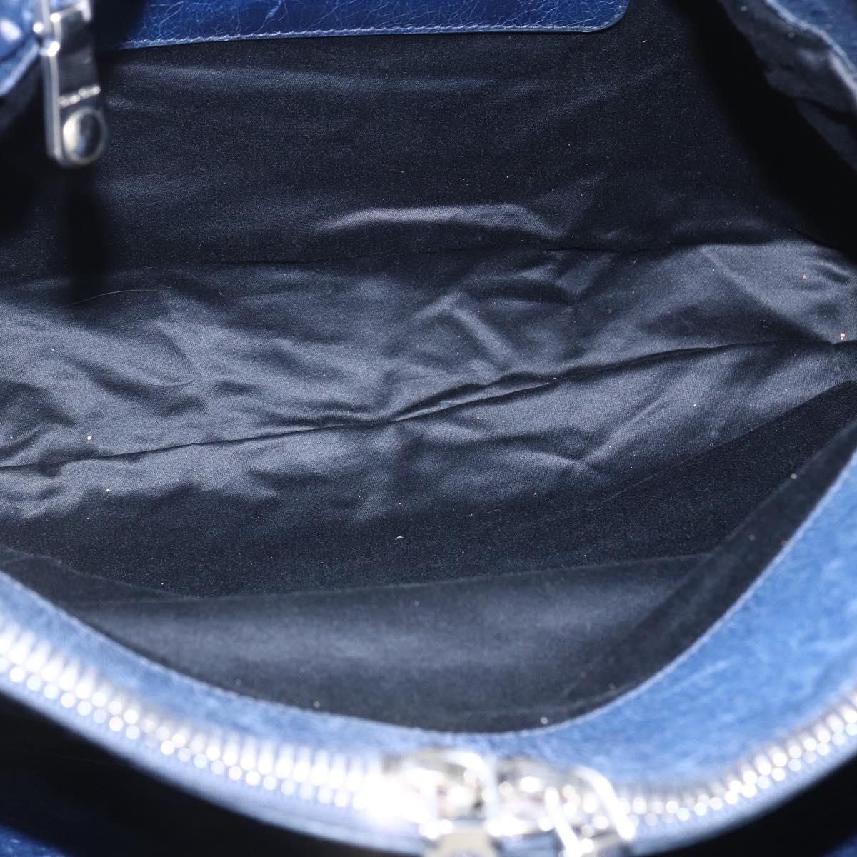 Miu Miu Hand Bag Leather 2way Navy Silver Auth 165002