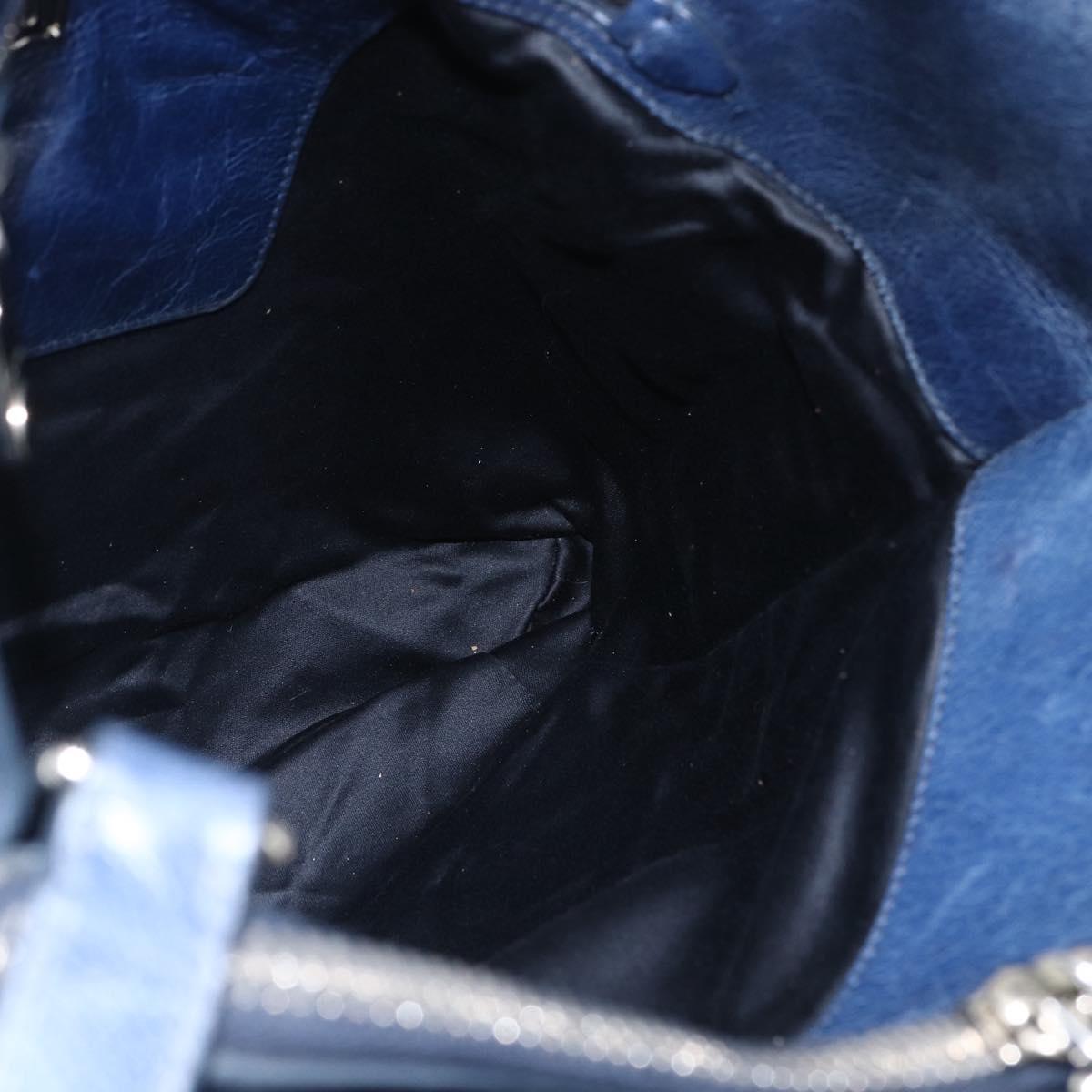 Miu Miu Hand Bag Leather 2way Navy Silver Auth 165002
