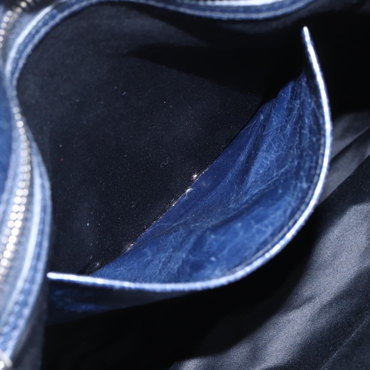 Miu Miu Hand Bag Leather 2way Navy Silver Auth 165002