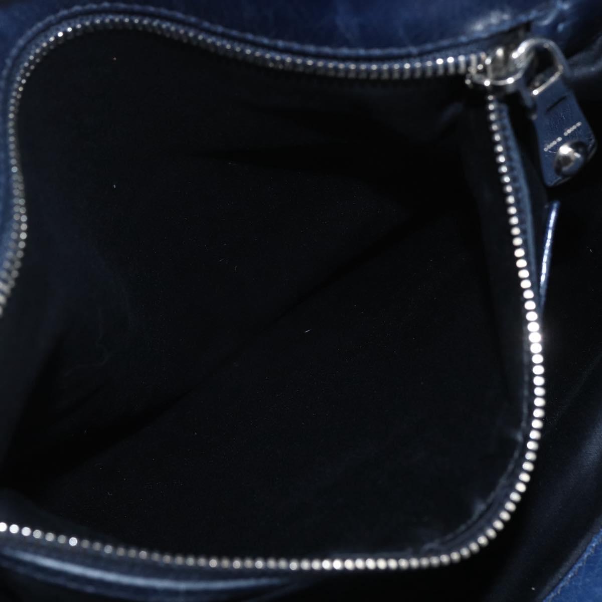 Miu Miu Hand Bag Leather 2way Navy Silver Auth 165002