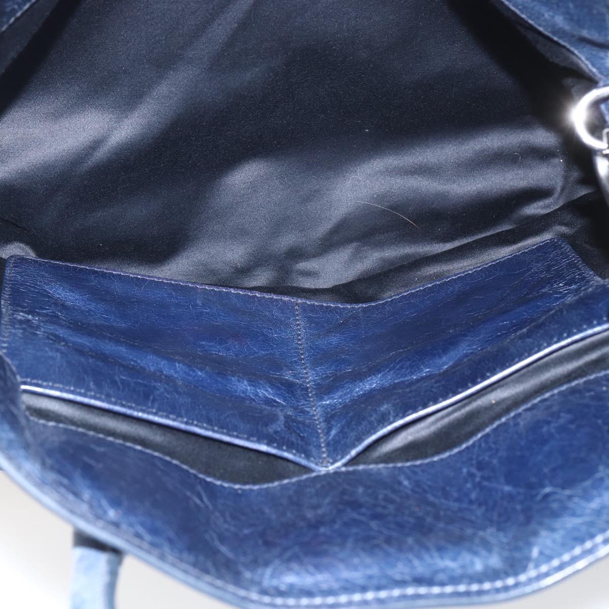 Miu Miu Hand Bag Leather 2way Navy Silver Auth 165002