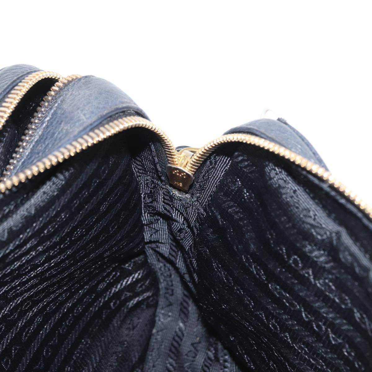 PRADA Shoulder Bag Leather Black Gold Auth 165005