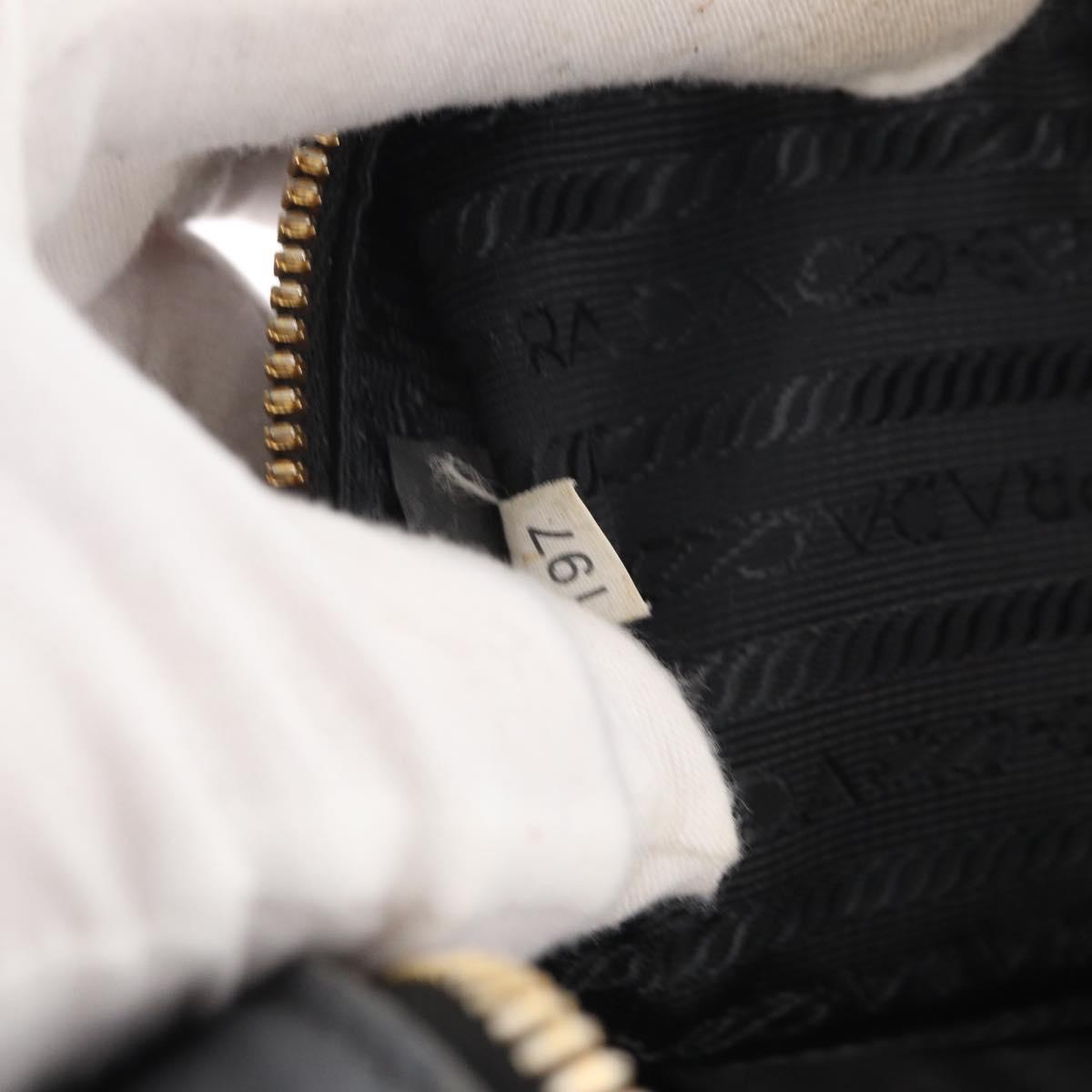 PRADA Shoulder Bag Leather Black Gold Auth 165005