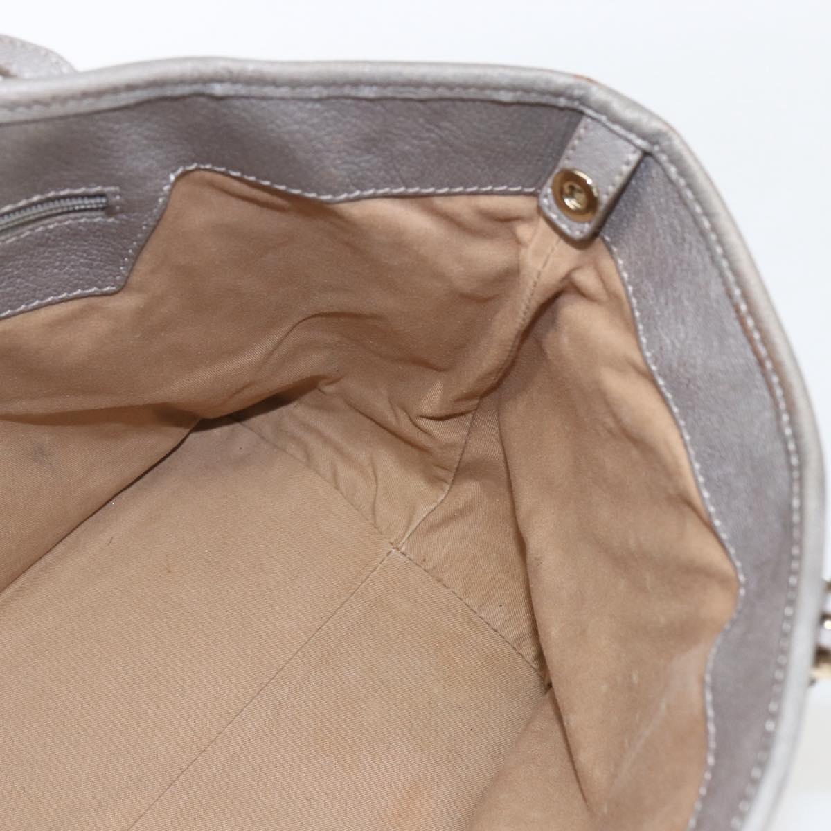 Jimmy Choo Studs Tote Bag Leather Gray Gold Auth 165008