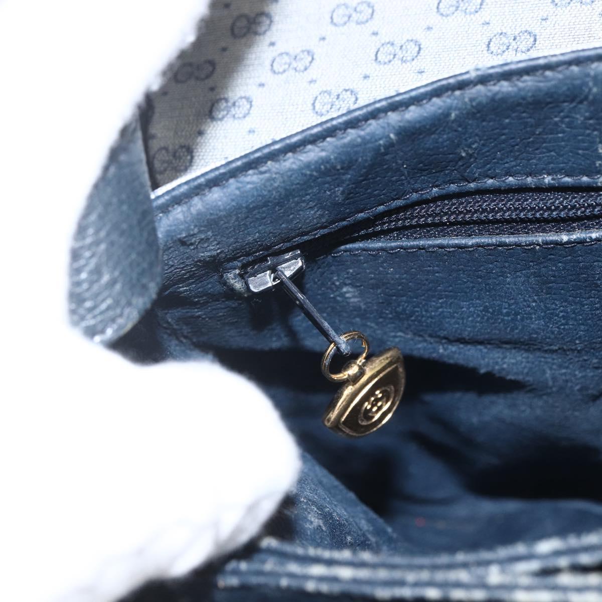 GUCCI Micro GG Supreme Shoulder Bag PVC Navy Gold 001 116 0862 Auth 165010