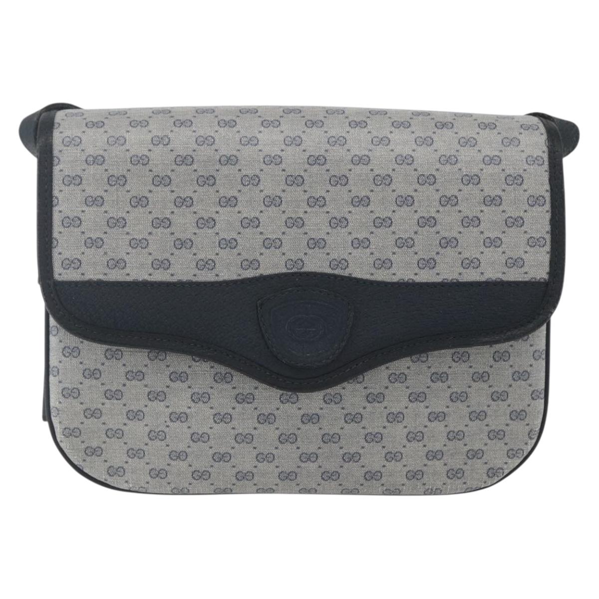 GUCCI Micro GG Supreme Shoulder Bag PVC Navy Gold 001 116 0862 Auth 165010