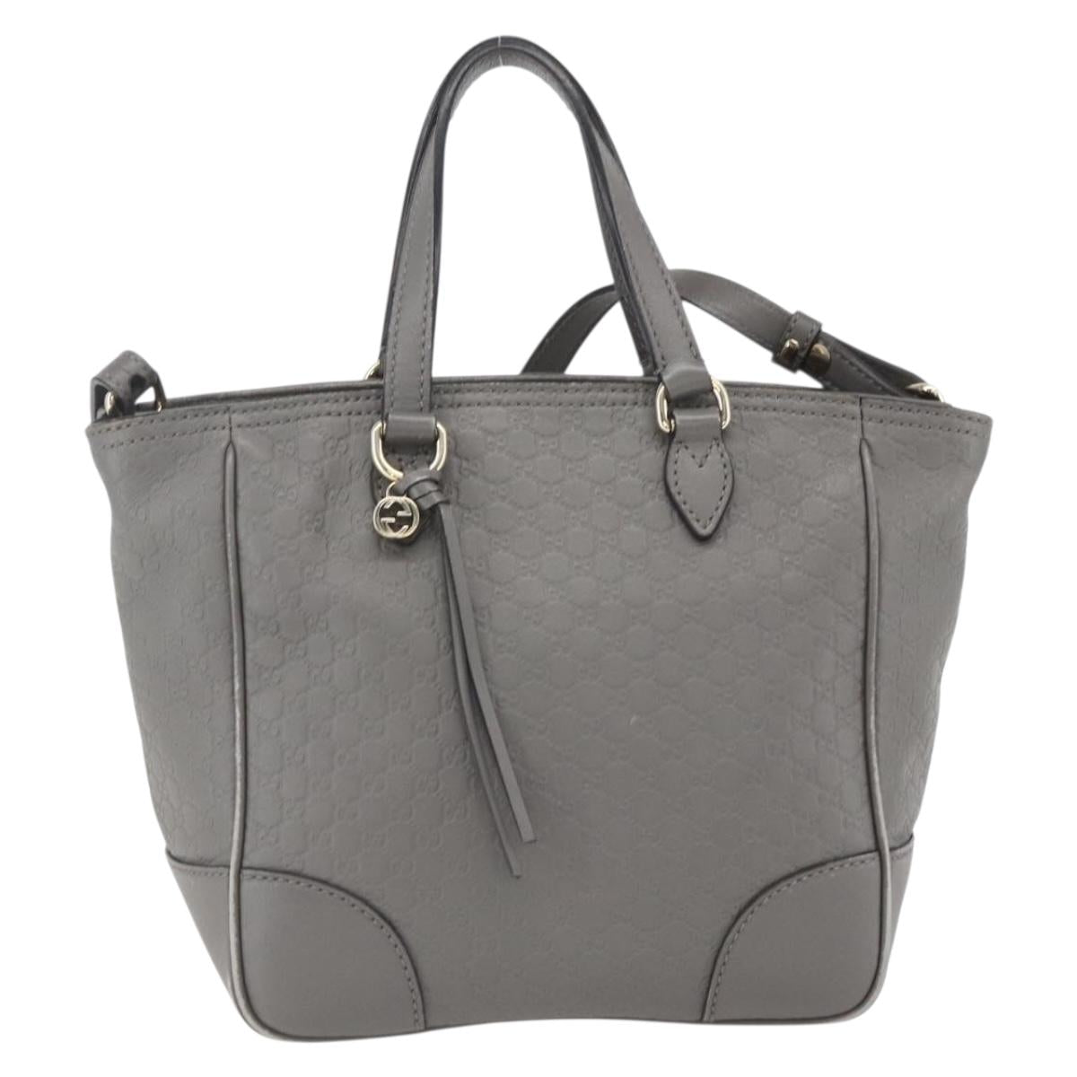 GUCCI Micro GG Canvas Guccissima Hand Bag 2way Gray Gold 449241 Auth 165015