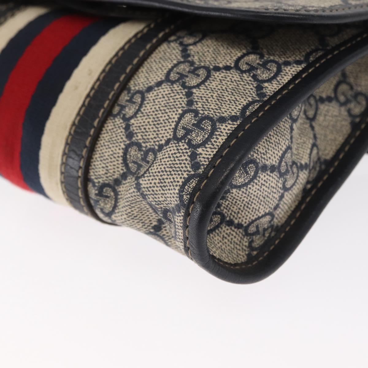 GUCCI GG Supreme Waist bag PVC Navy Silver 152597 Auth 165016