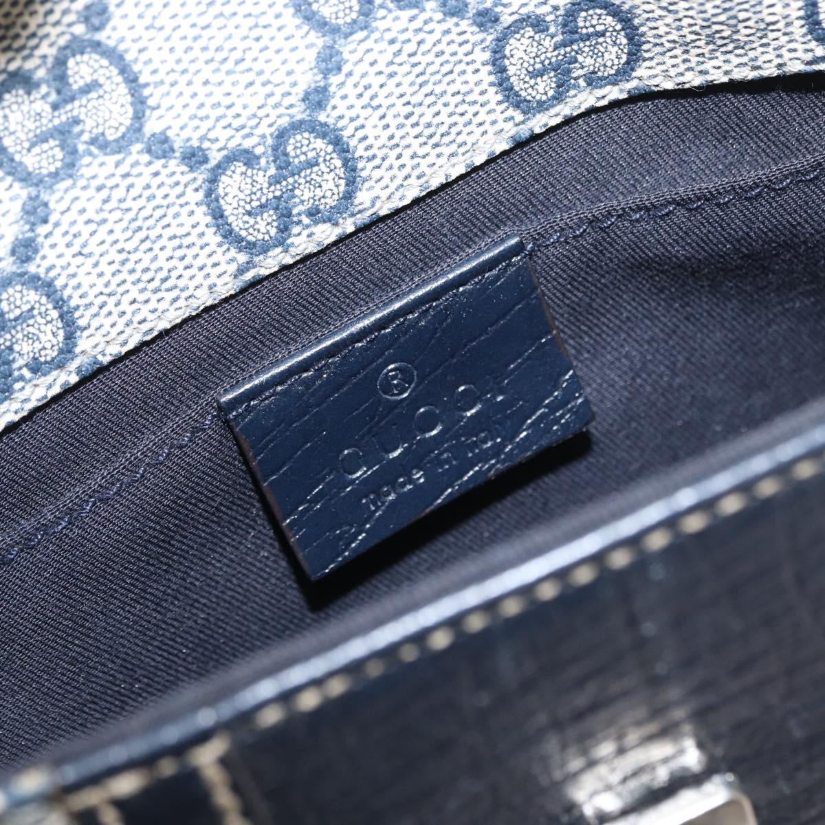 GUCCI GG Supreme Waist bag PVC Navy Silver 152597 Auth 165016