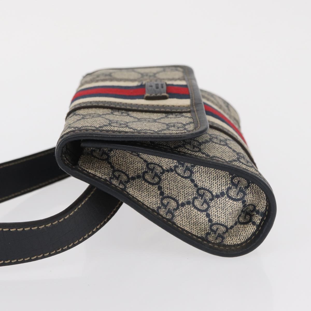 GUCCI GG Supreme Waist bag PVC Navy Silver 152597 Auth 165016