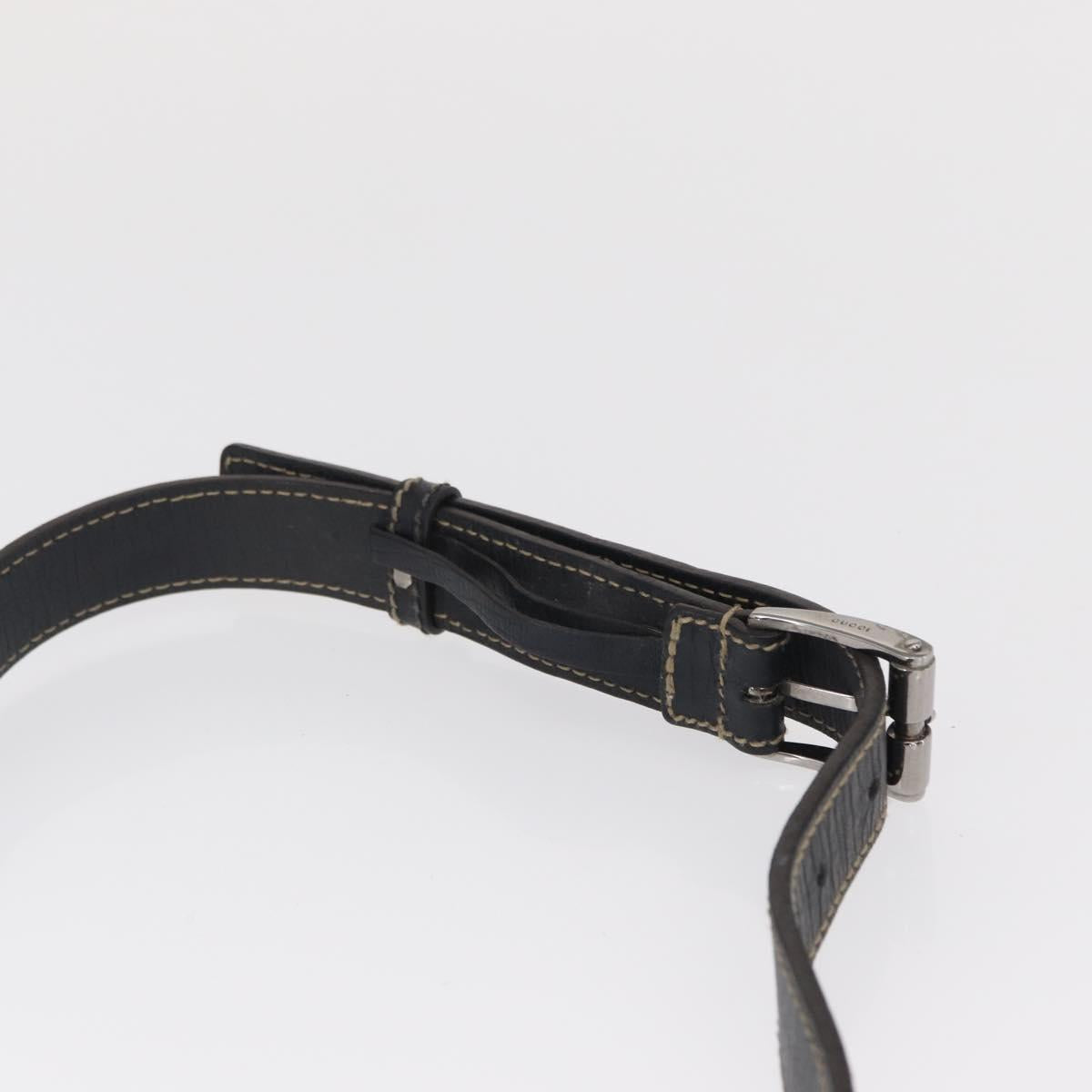 GUCCI GG Supreme Waist bag PVC Navy Silver 152597 Auth 165016
