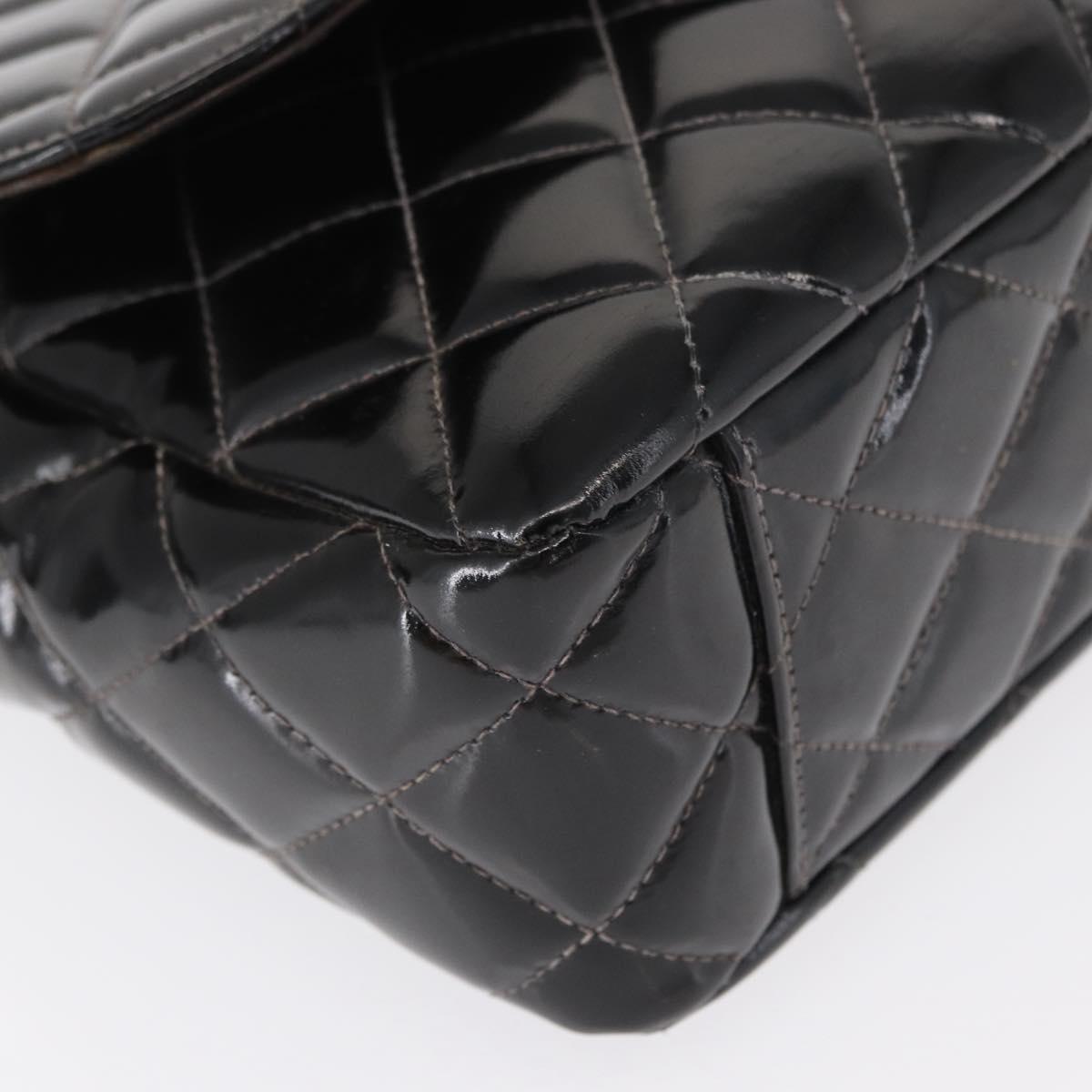 CHANEL Matelasse Shoulder Bag Patent leather Black CC Auth 165022