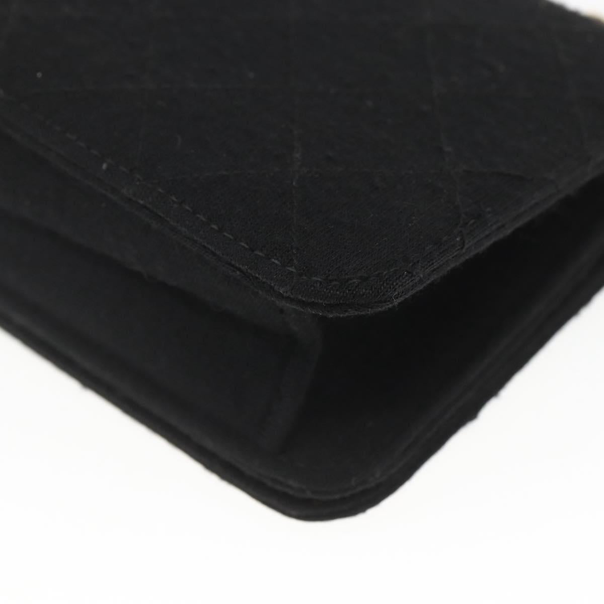 CHANEL Matelasse Chain Shoulder Bag cotton Black Gold CC Auth 165024