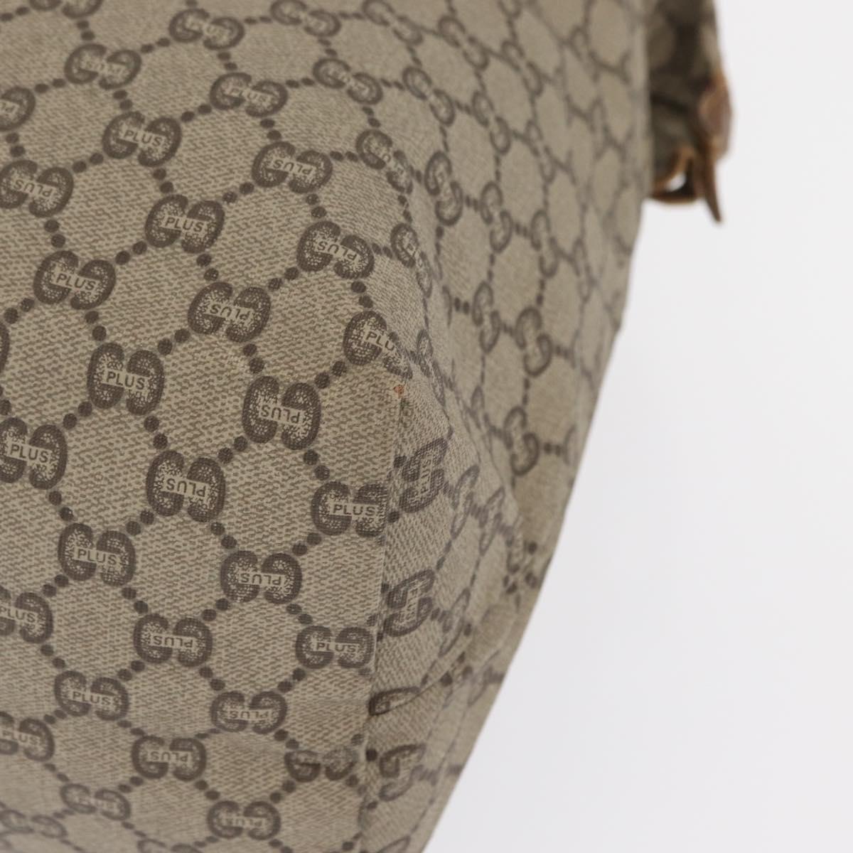 GUCCI GG Plus Supreme Boston Bag PVC Beige Gold Auth 165028