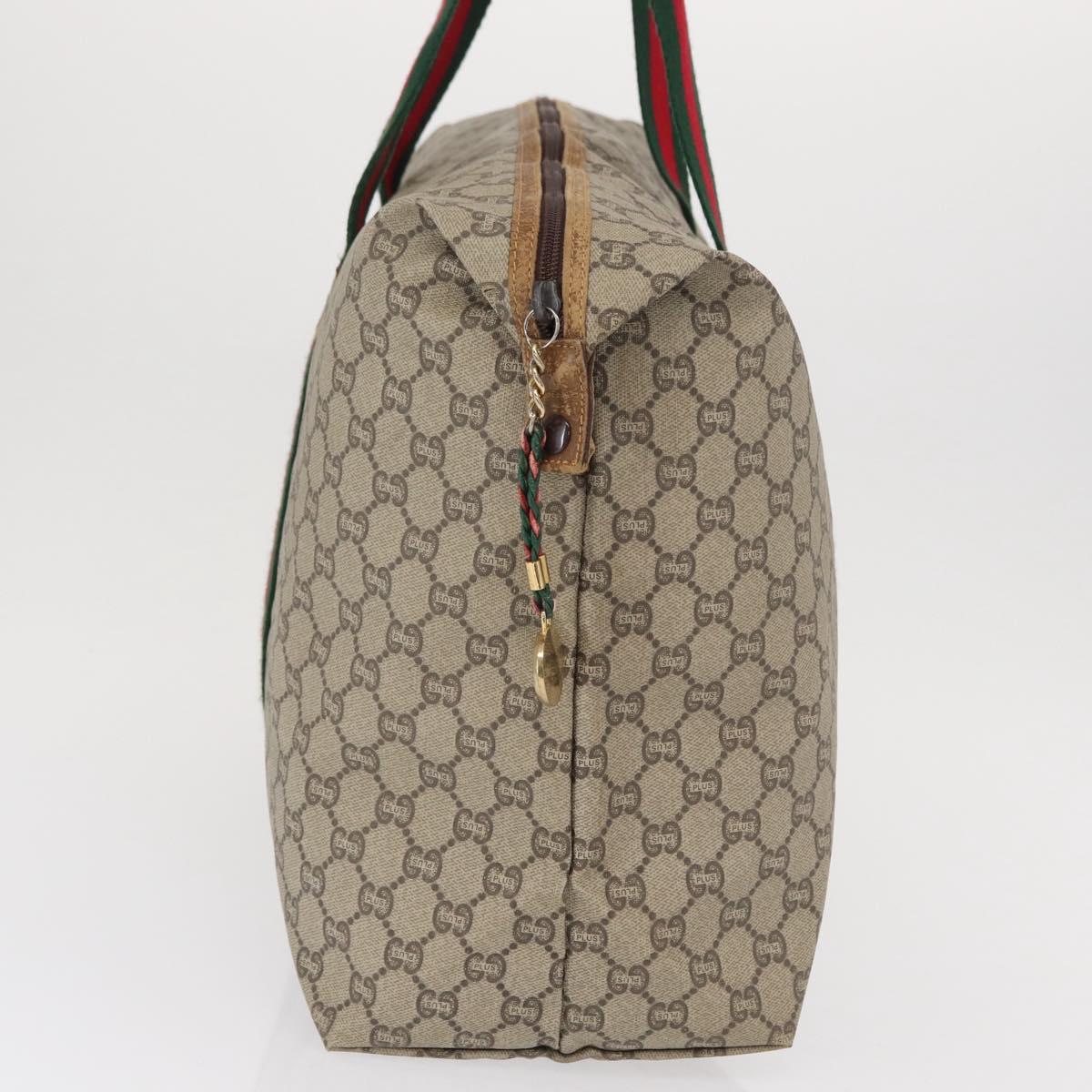 GUCCI GG Plus Supreme Boston Bag PVC Beige Gold Auth 165028