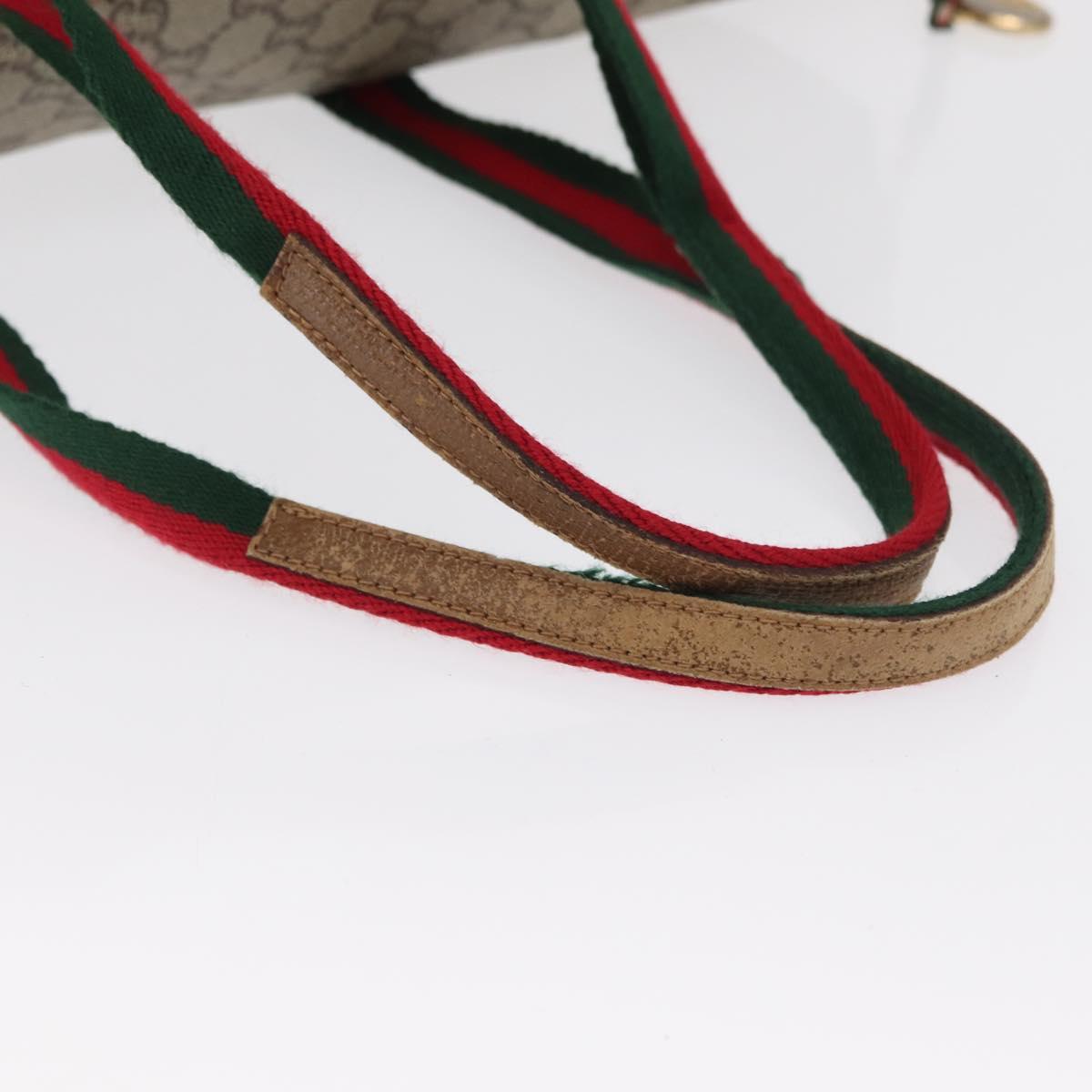 GUCCI GG Plus Supreme Boston Bag PVC Beige Gold Auth 165028