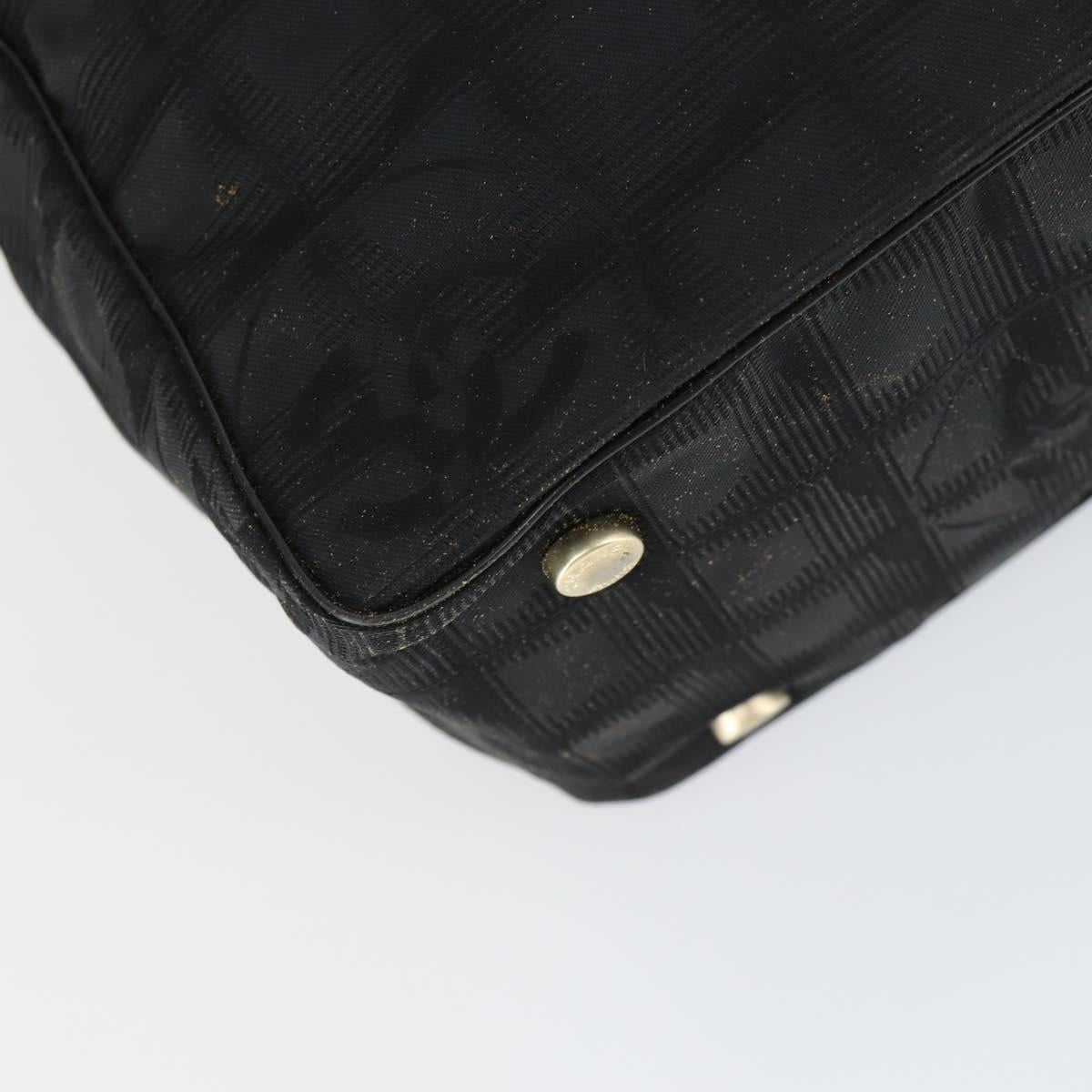 CHANEL New Travel Line Tote Bag Nylon Black Gold CC Auth 165029