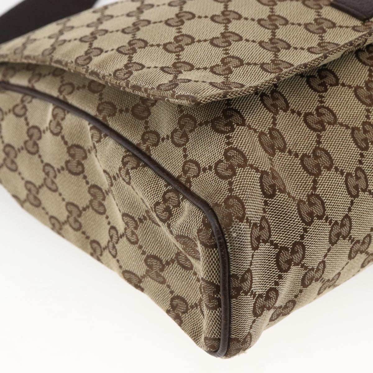 GUCCI GG Canvas Shoulder Bag Beige Silver 146236 Auth 165033
