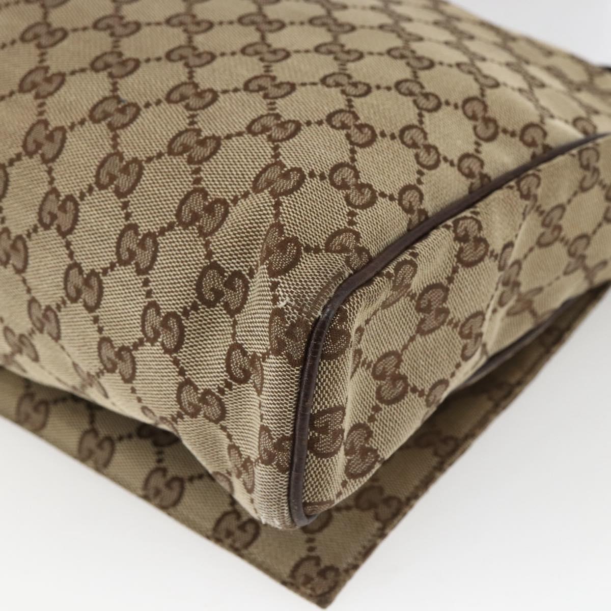 GUCCI GG Canvas Shoulder Bag Beige Silver 146236 Auth 165033