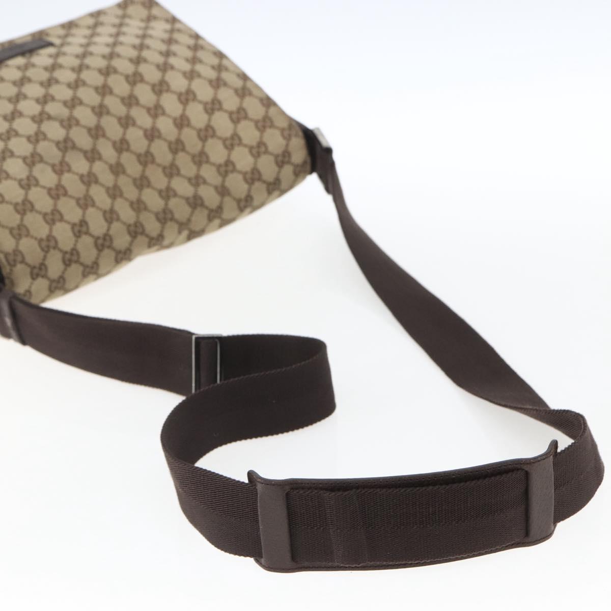 GUCCI GG Canvas Shoulder Bag Beige Silver 146236 Auth 165033