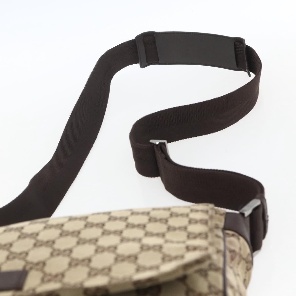 GUCCI GG Canvas Shoulder Bag Beige Silver 146236 Auth 165033