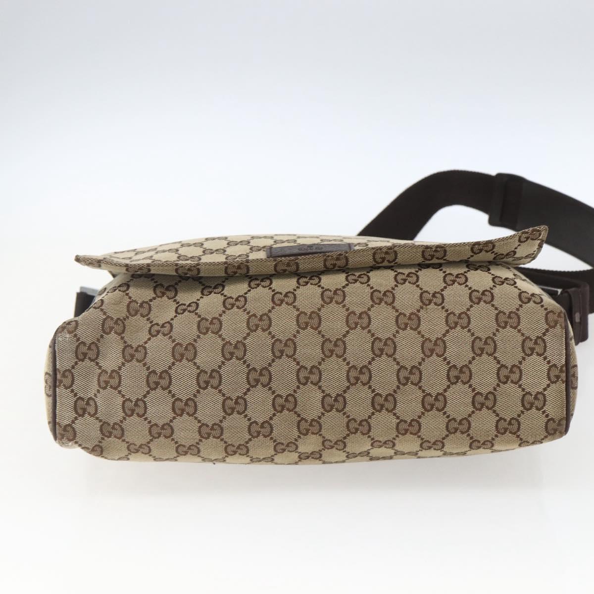 GUCCI GG Canvas Shoulder Bag Beige Silver 146236 Auth 165033