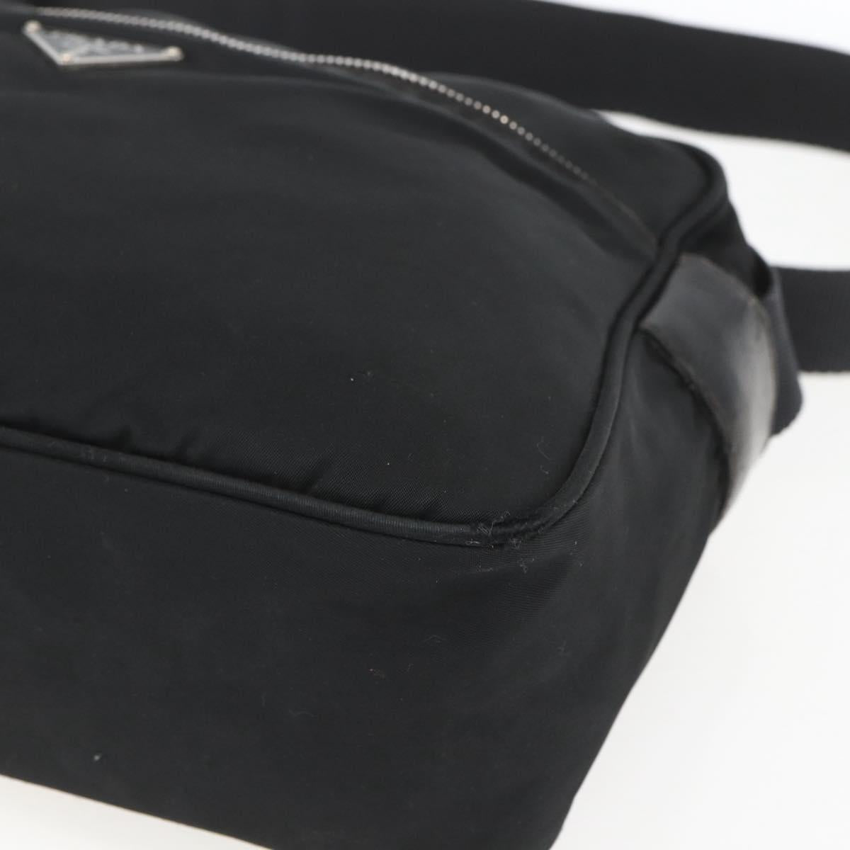 PRADA Shoulder Bag Nylon Black Silver Auth 165034