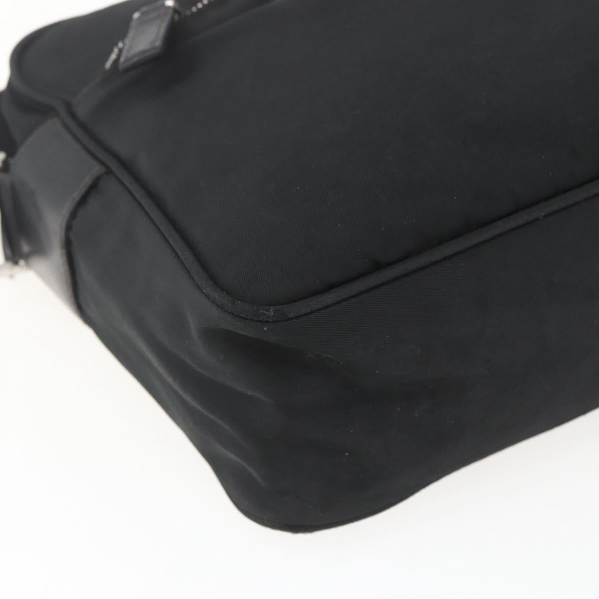PRADA Shoulder Bag Nylon Black Silver Auth 165034