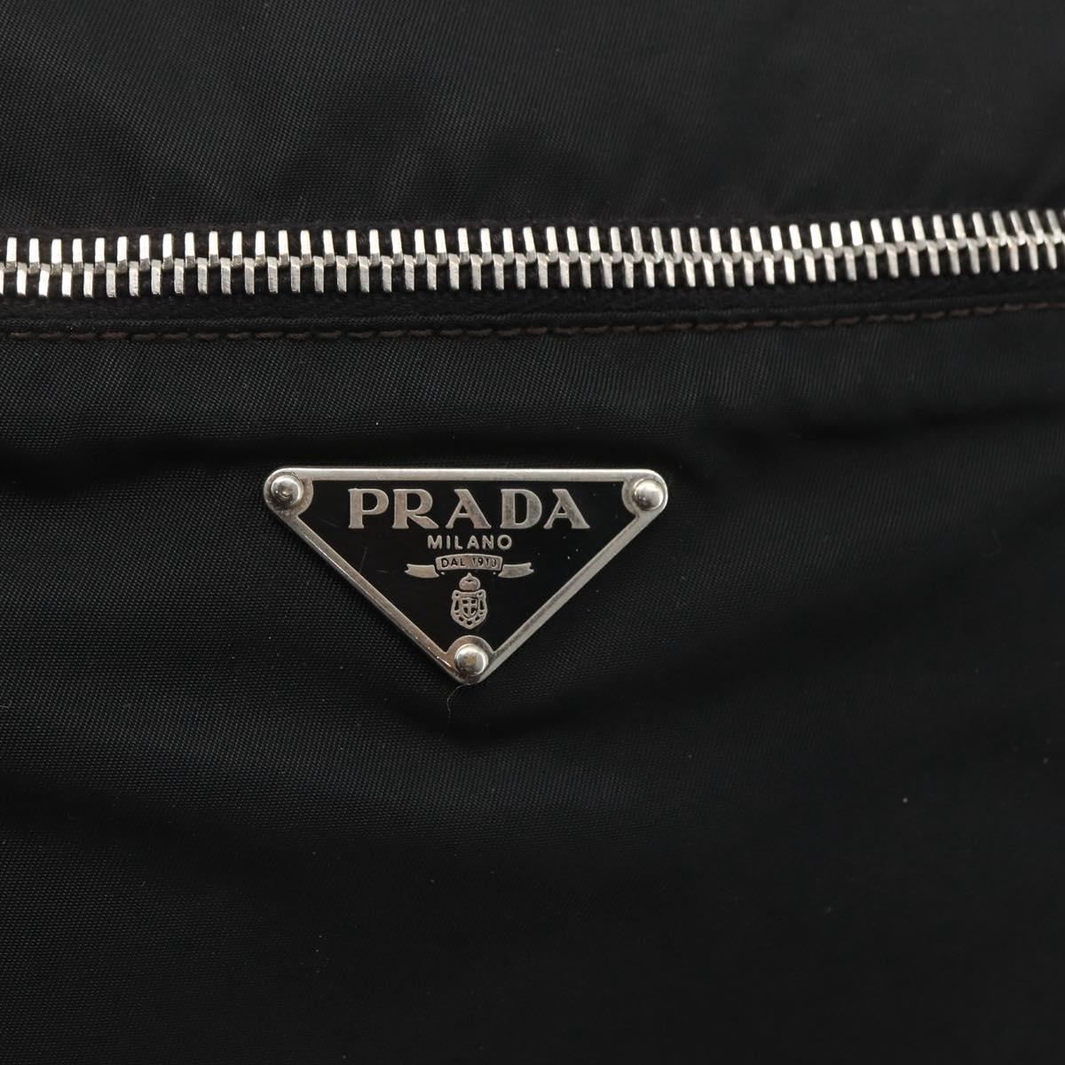 PRADA Shoulder Bag Nylon Black Silver Auth 165034