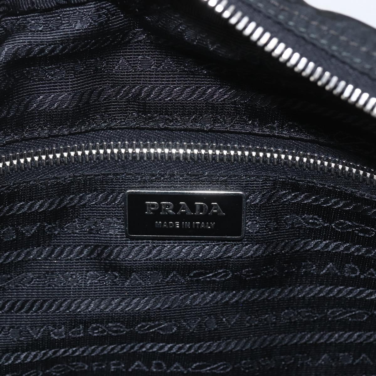 PRADA Shoulder Bag Nylon Black Silver Auth 165034