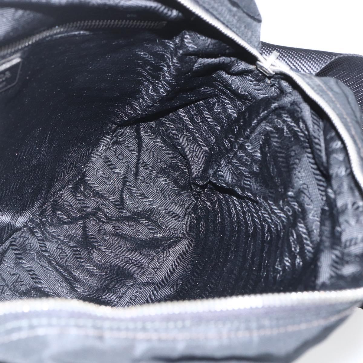 PRADA Shoulder Bag Nylon Black Silver Auth 165034