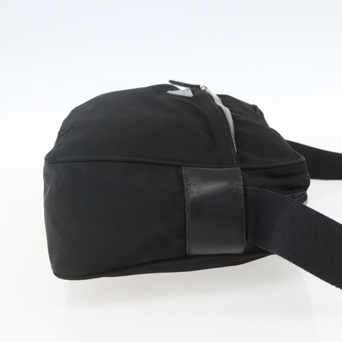 PRADA Shoulder Bag Nylon Black Silver Auth 165034