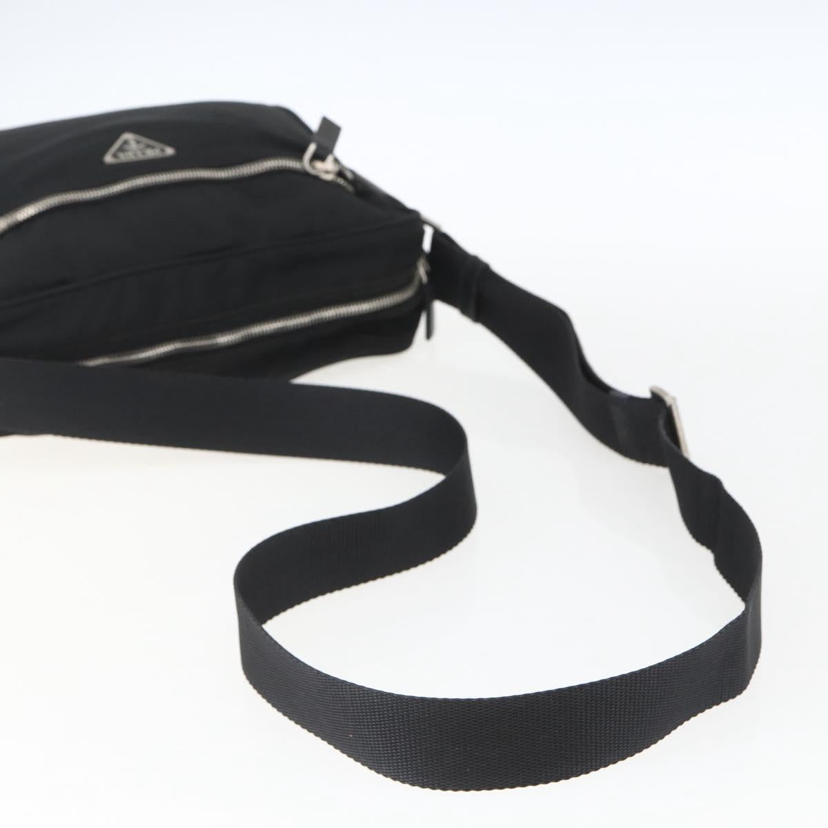 PRADA Shoulder Bag Nylon Black Silver Auth 165034