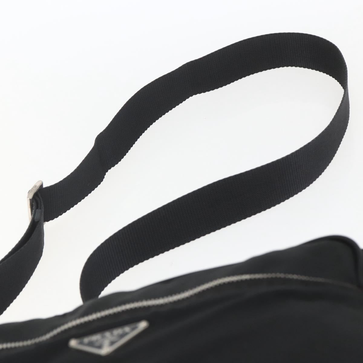 PRADA Shoulder Bag Nylon Black Silver Auth 165034