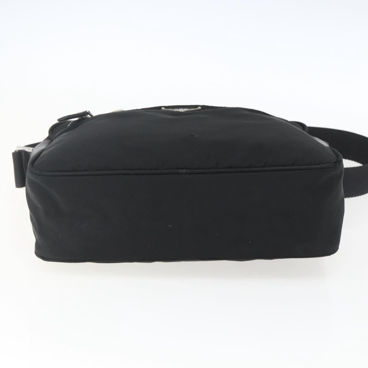 PRADA Shoulder Bag Nylon Black Silver Auth 165034