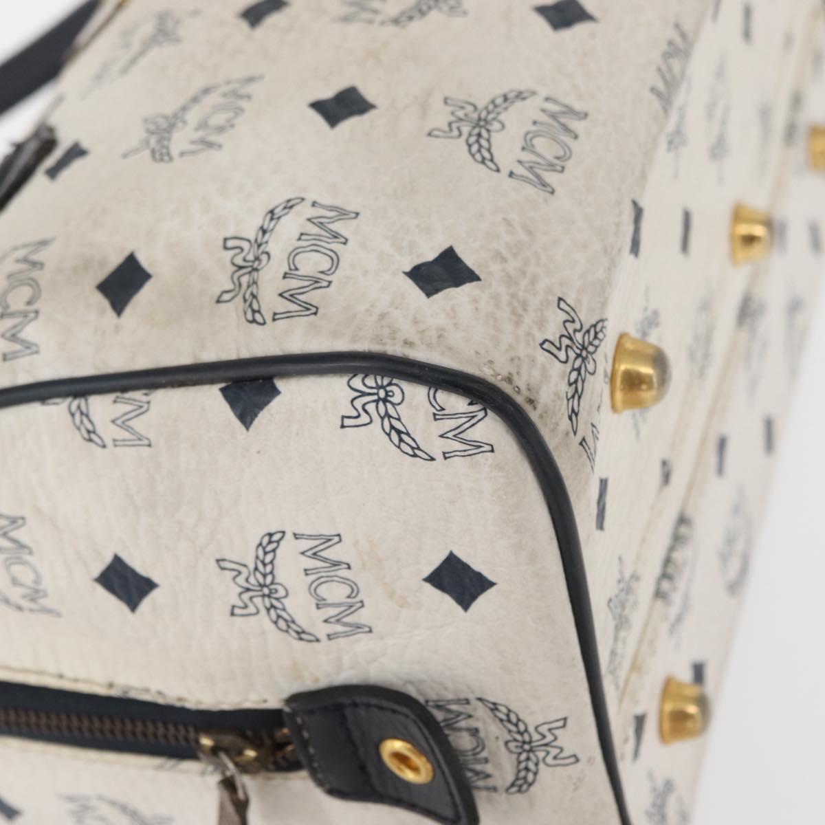MCM Logogram Vicetos Hand Bag PVC White Gold Auth 165036