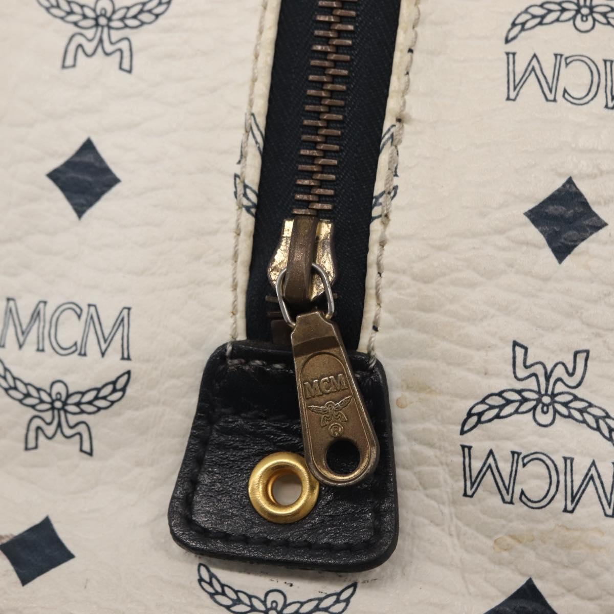 MCM Logogram Vicetos Hand Bag PVC White Gold Auth 165036