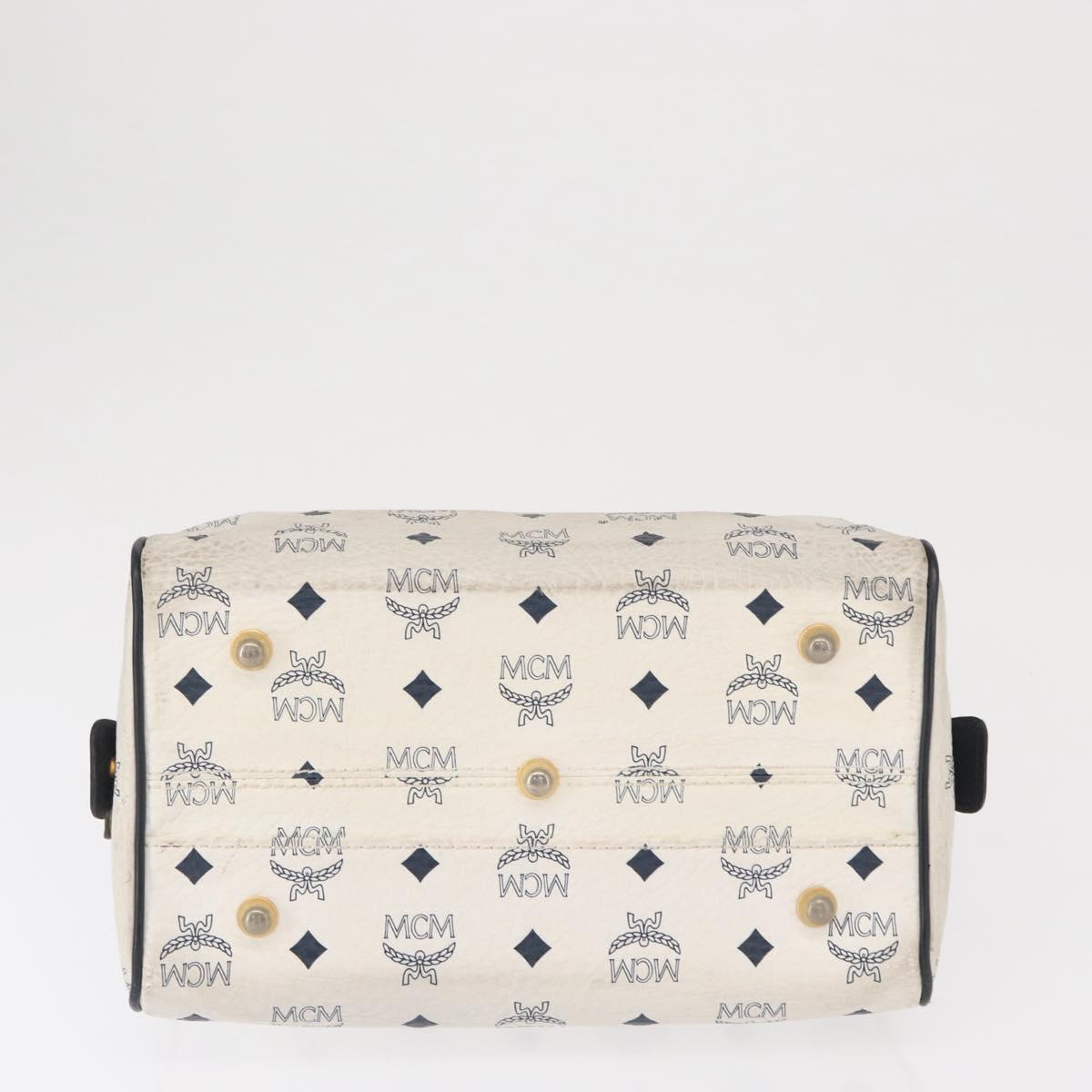 MCM Logogram Vicetos Hand Bag PVC White Gold Auth 165036