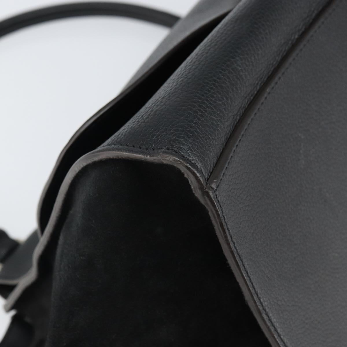 CELINE Trapeze Hand Bag Leather Suede Black Silver Auth 165042