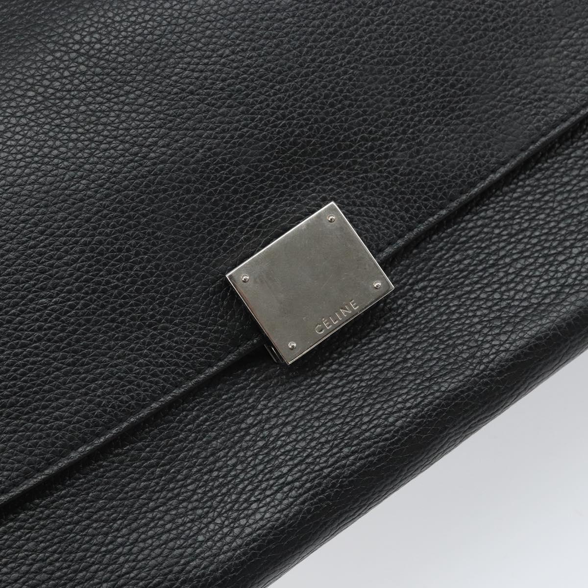 CELINE Trapeze Hand Bag Leather Suede Black Silver Auth 165042