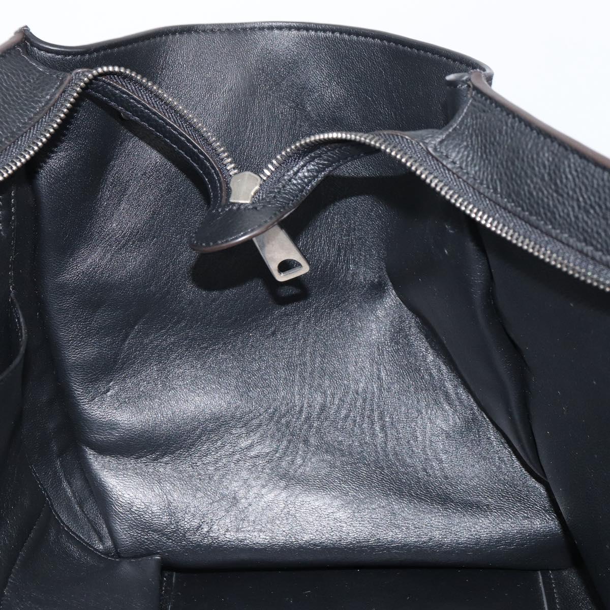 CELINE Trapeze Hand Bag Leather Suede Black Silver Auth 165042